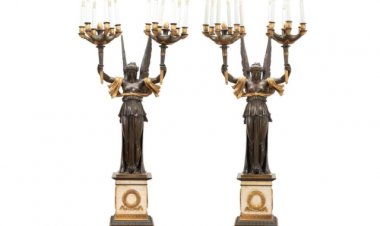French Empire Bronze 12-light Victory Candelabra Bring $27,225 at Ahlers & Ogletree Auction