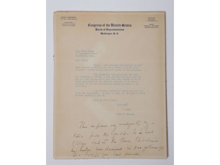 Over 100 Lots Dedicated to JFK and The Kennedy Family will be Auctioned on Feb 25 at Amesbury, MA