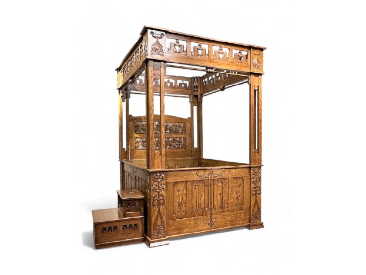 Neue Auctions' Sept. 7 Fine Art, Antiques & Jewelry Auction will Feature A Rare Canopy Bed and Dresser by Charles Rohlfs